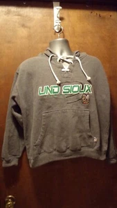 UND Fighting Sioux Hockey Vintage Gris Sudadera con Capucha CI Sport Cordones Grande - Imagen 1 de 4
