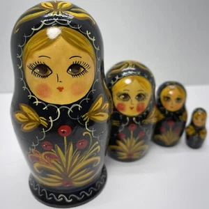 Vintage handbemalte russische verschachtelte Puppen aus Holz Weihnachten Jungfrau 4-teilig - Bild 1 von 22