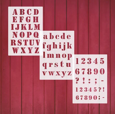 3er Schablonen Set Nr.5 Druckbuchstaben und Zahlen ABC 3,5cm Schriftschablonen  - Bild 1 von 2