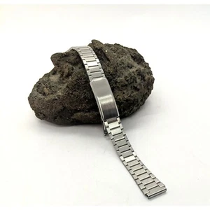 Womens Watch Band Stainless Steel Silver Tone Metal 12 mm Vintage Hong Kong 6" L - Picture 1 of 6
