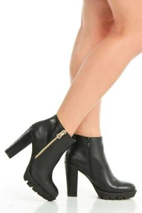 Tracy Tractor Heel Bootie with Gold Zipper - MG3021-49 - Bild 1 von 9