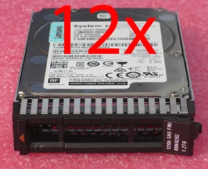 12x Lenovo SystemX 1.2TB 2.5" 10K SAS 12Gb/s G3HS HS 2.5" Internal HDD 00NA262 - Picture 1 of 6