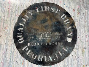 Stencil antico barile ottone Ulrich Locher Peoria Illinois qualità prima marca - Foto 1 di 4
