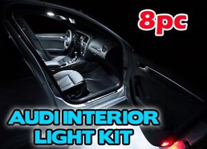8pc Audi A4 B8 2008 A5 LED INTERIOR KIT Xenon White Interior Lights Bulbs Roof