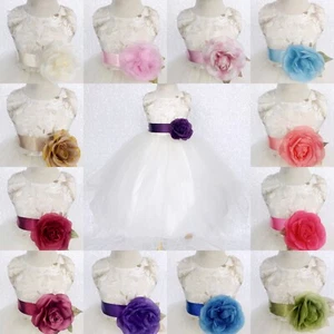 Ivory Gold Floral Embroidery 2 Layer Tulle Flower Girl Dress Wedding 2 4 6 8 10 - Picture 1 of 106