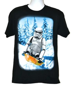 Star Wars Xmas T-shirt Stormtrooper Toboggan Sled Tee Black Cotton NWT - Picture 1 of 1