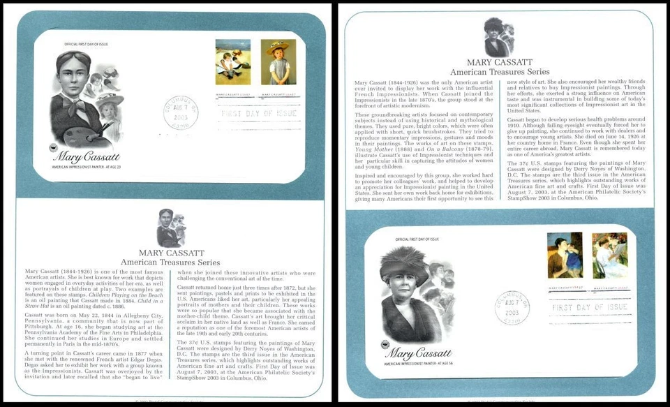 2003 Mary Cassatt 37¢ Sc 3804-3807 PCS page impressionist painter art - Image 1 of 1