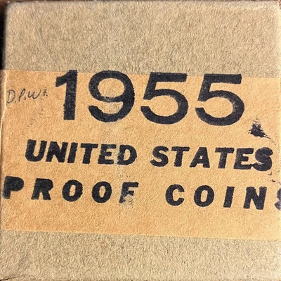 1955 US Mint Proof Set Original BOX ONLY W Paper VINTAGE GREAT CONDITION - Image 1 of 2