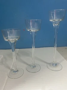 3 Stück Kerzenständer mit Farbverlauf mundgeblasen Glas Kerzenhalter Teelichtkegel - Bild 1 von 16