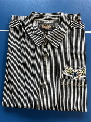 Von Dutch NWT Retro Genuine Railroad Striped Denim Mechanic Shirt - Image 1 of 4