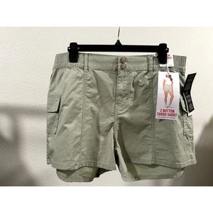 Celebrity Pink Juniors 2 Button Cargo Shorts Size XL Color: Sage Green Zipper - Picture 1 of 5