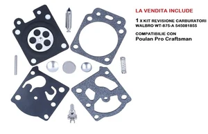 Kit riparazione Carburatore per Poulan Pro Craftsman Walbro WT-875-A 545081855 - Foto 1 di 6