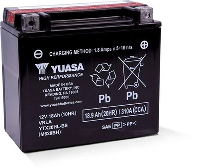 Batería Yuasa YTX20HLBS 12V sin mantenimiento para HD Dyna Super Glide FXD 1991-17 Foto 1 de 3
