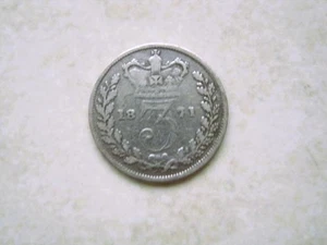 Queen Victoria: Genuine Silver Three-pence coin 1871 - Bild 1 von 8