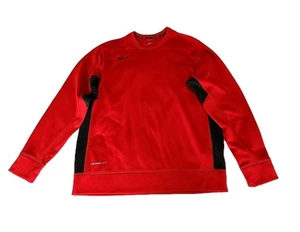 Nike Dri-Fit Therma-Fit Large Crew Long Sleeve Pullover Sweatshirt Red Logo - Picture 1 of 11