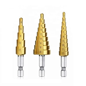 3 Stck. 1/4 Zoll Sechskantschaft Antrieb Schnellwechsel Schnellarbeitsstahl Titan Stufenbohrer Bit - Bild 1 von 5