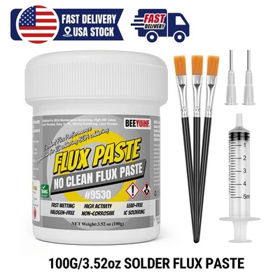 BEEYUIHF No-Clean Soldering Flux Paste for Electronics SMD IC CPU IC LED (100g/3.53Oz)