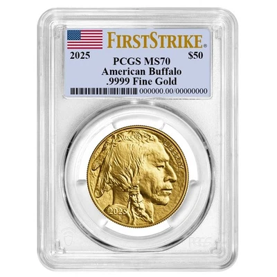 2025 $50 American Gold Buffalo PCGS MS70 FS Flag Label - Image 1 of 3
