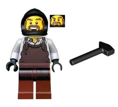 Минифигурка кузнеца LEGO Castle Kingdoms 6918 темно-коричневый фартук + инструмент - Изображение 1 из 4