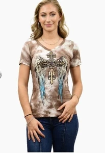 Hermosa Camisa Cruz con Alas para Damas - Hecha en EE. UU. - 7741 - Imagen 1 de 2
