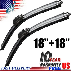 18"/18" Windshield Wiper Blades Premium Rubber J-Hook Window Left & Right Wipers - Picture 1 of 11
