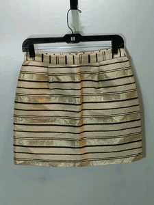 Minifalda lápiz J Crew para mujer talla 0 metálica a rayas doradas con bolsillos cremallera - Imagen 1 de 11