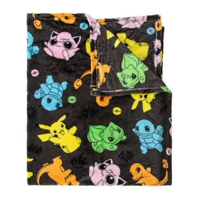 Throw Blanket Jigglypuff Pikachu Charmander Bulbasaur Squirtle Pokemon 40x 50 in - Image 1 of 3