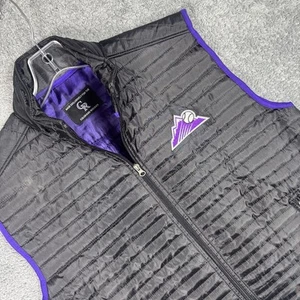 Colorado Rockies Puffer Vest Mens Large MLB Baseball Black Lightweight Full-Zip - Picture 1 of 11