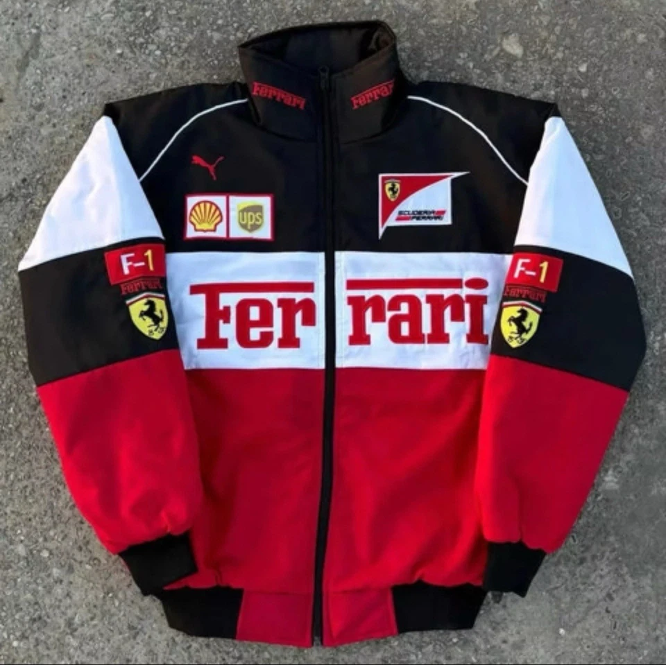 Vintage Ferrari Racing Jacket F1 Team Scuderia Embroidered Logo Mens  Red&black - Image 1 of 4