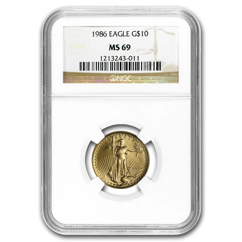 1986 1/4 oz American Gold Eagle MS-69 NGC - Image 1 of 3