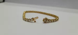 10Ct Round Cut Lab Created Diamond Women Tennis Bracelet 14K Yellow Gold Plated - Picture 1 of 3