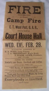 c1910 ANTIK ET HOLZ GAR POST FLYER HANDZETTEL LANGE PRÄRIE MN BÜRGERKRIEG WIEDERVEREINIGUNG - Bild 1 von 1