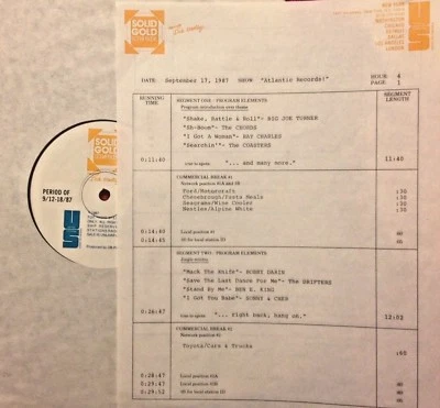 RADIO SHOW 9/17/87 ATLANTIC'S VAULTS: BIG JOE TURNER, CHORDS, COASTERS, SPINNERS - Image 1 of 2