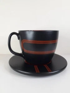 Vintage Ikea Cup And Saucer Set X 4 Stoneware Record Plate Mcm Style 1980s Large - Picture 1 of 20