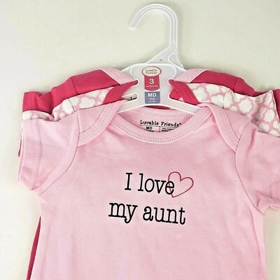 Luvable Friends Body Niñas 3-6 Meses 3 Piezas Nuevo Rosa Foto 1 de 4