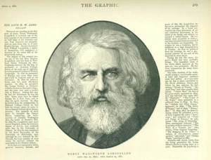 1882 HENRY WADSWORTH LONGFELLOW OBIT. - Imagen 1 de 1