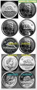 5x CANADA 2012 2013 2014 2015 2016 CANADIAN NICKEL BEAVER QUEEN 5 CENT COIN LOT - Picture 1 of 2