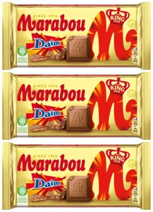 3 MARABOU DAIM Flavor King Size Chocolate Bars With Crunchy Nougat 220g 7.7oz - Picture 1 of 7