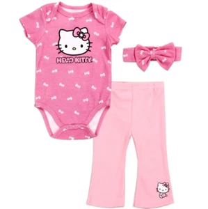 HELLO KITTY Infant Girls 3-Piece Bodysuit, Pants & Headband Set, 3M-6M-9M - Picture 1 of 4
