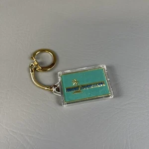 Vintage 1960’s Trans Caribbean Airways Plastic Key Chain Luggage Tag Tropical - Picture 1 of 4
