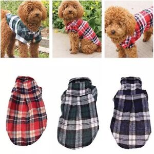 Large and Small Dog Pet Plaid T Shirt Flannel Coat Jacket Clothes Costume Top