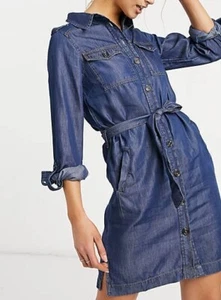 WAREHOUSE LADIES BELTED UTILTY LIGHT DENIM SHIRT DRESS BLUE NEW (ref 244) SALE - Picture 1 of 4