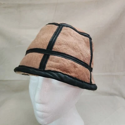 De Colección Años 90 Sherpa Sombrero Cubo Pulido Retazos Piel de Oveja Gamuza Retro Pequeño Foto 1 de 4