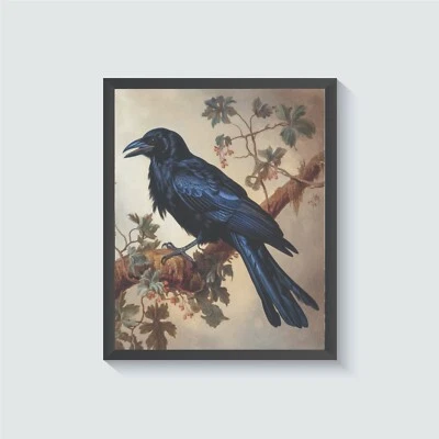 Pôster vintage com estampa de arte Raven Bird pintura de arte de parede - Imagem 1 de 4