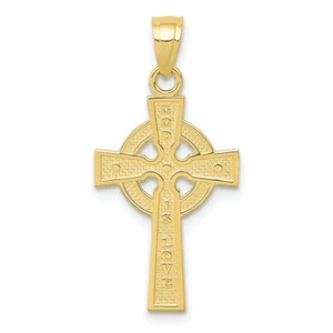 Real 10kt Yellow Gold Reversible GOD IS LOVE Celtic Cross Pendant - Picture 1 of 4