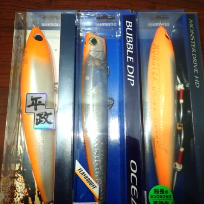Juego de 3 lápices Shimano Popper & Diving Ocea Top Water 220 mm naranja de Japón Foto 1 de 4