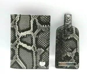 Victoria's Secret Passport Cover w Matching Luggage Tag Natural Gray Python - Picture 1 of 7