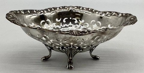 Antique Ryrie Bros by Birks Sterling Silver Pierced Bonbon Trinket Footed Dish Cover