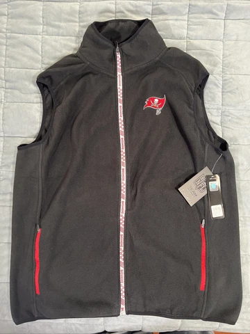 New mens NFL XL tampa bay buccaneers full zipper fleece vest $95 value Cover