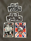 Lot (4) SEX PISTOLS 1 1/4" to 2 3/4" Band Logo Stickers PUNK ROCK FAST! FREE!